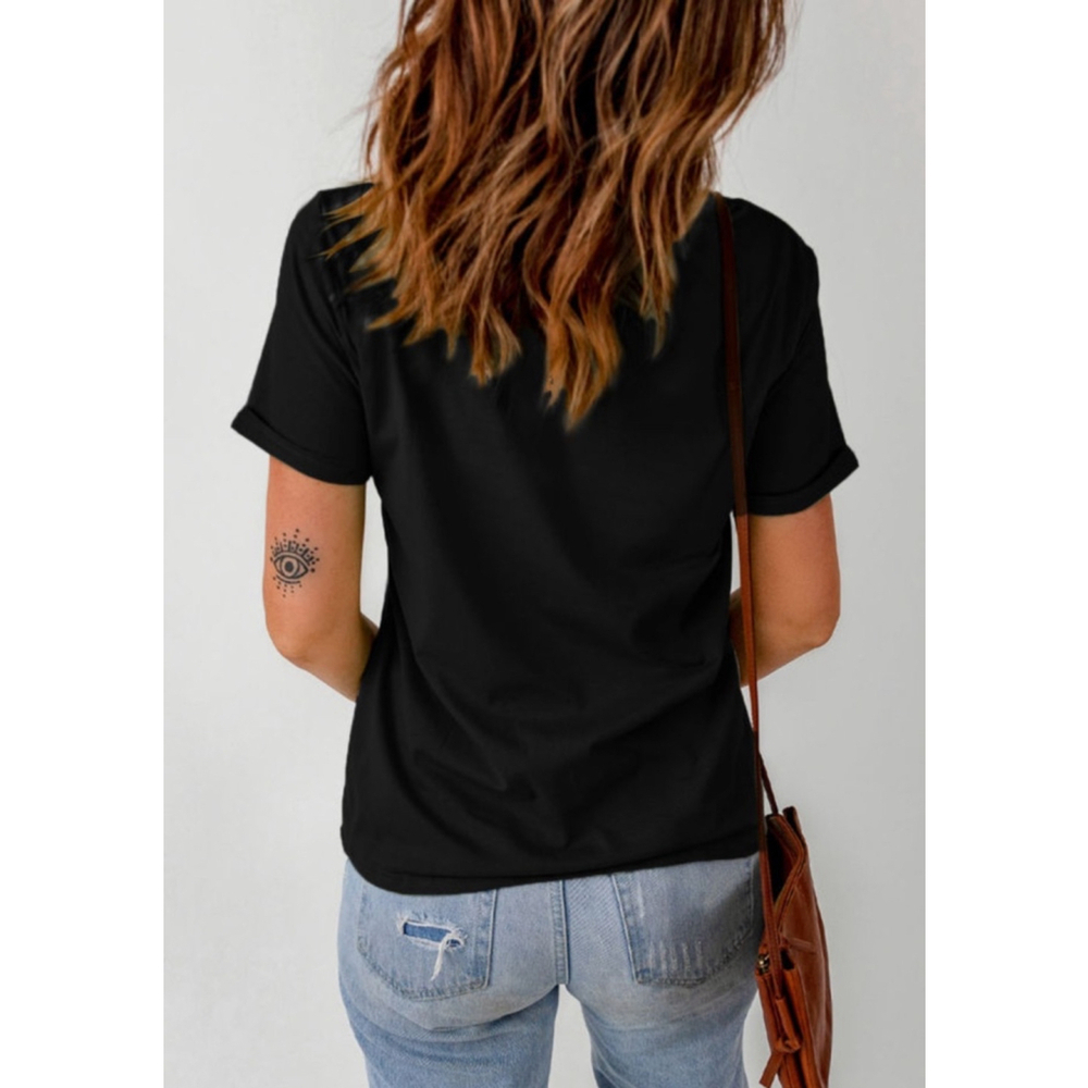 Easter Black T-Shirt Embellished with Colorful Sequin Easter Eggs - Picture 4 of 5